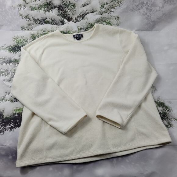 Lands End Ivory Fleece Long Sleeve Top size XL (18-20) - Picture 2 of 14